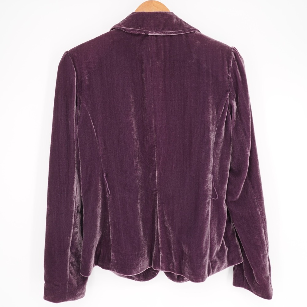Cami Velvet Blazer Jacket Womens 6 Purple Y2K Whimsigoth Belted Pockets Party - Picture 2 of 13